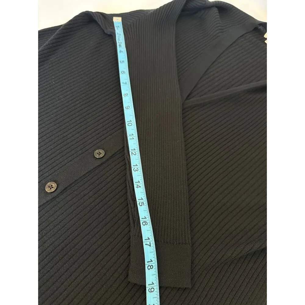 Brooks Brothers Long Black Ribbed Cardigan Button Front Womens Closet Staple XL